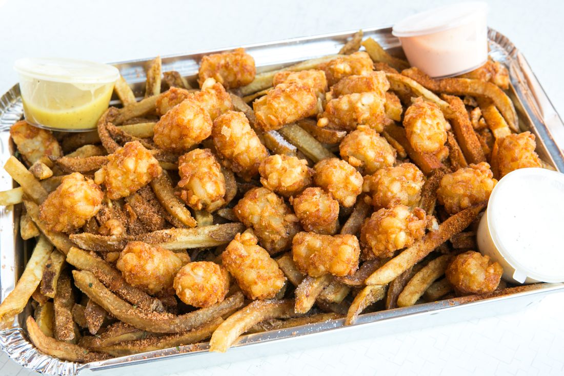 Popcorn chicken and fries