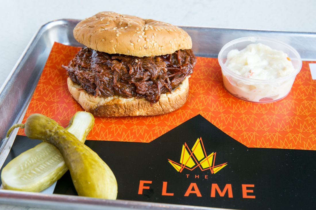 Pulled brisket on a bun